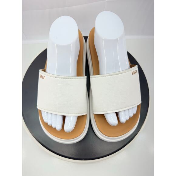 REEF Cushion Bondi Bay White Platform Slip On Slide Sandals Womens Size 9 Shoes - Picture 3 of 9